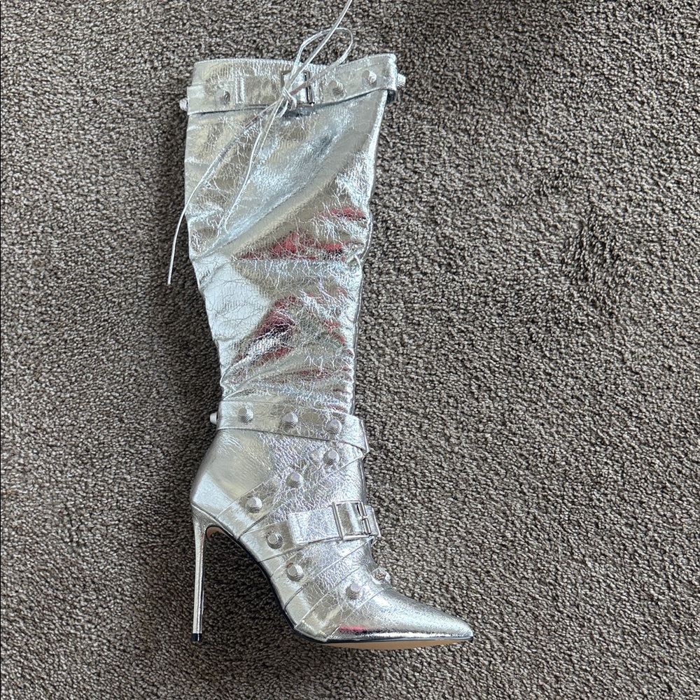 Silver High Heel Boots